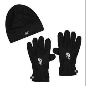 New Balance Black Gloves with Hat With Logo